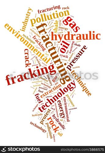 Illustration with word cloud, related to fracking.
