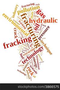 Illustration with word cloud, related to fracking.