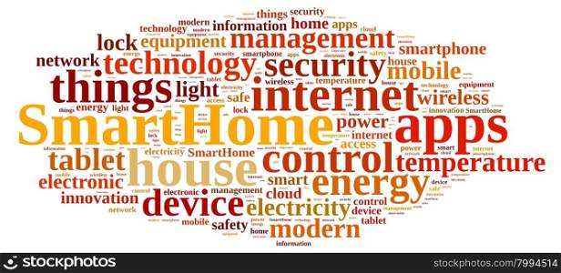 Illustration with word cloud with the word Smarthome.