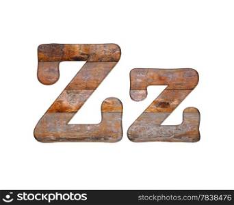 Illustration with Z letter in wooden on white background.