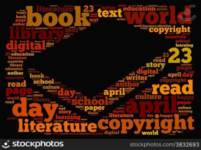 Illustration word cloud on world book day