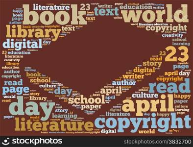 Illustration word cloud on world book day