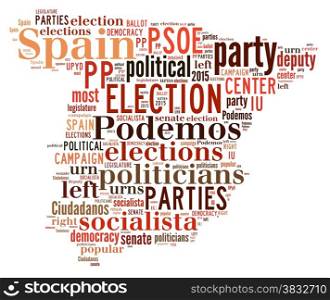 Illustration words cloud on elections 2015 in Spain