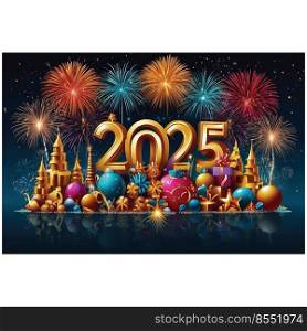 Illustrative images of happy new year 2025 designs