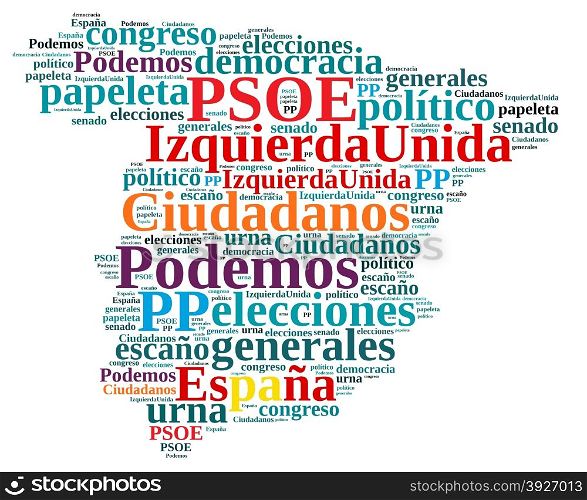 Ilustraccion with word cloud on the elections in Spain.