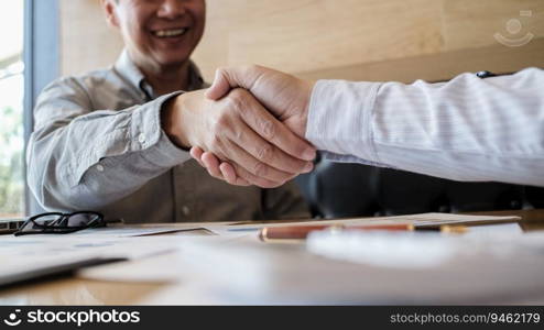 Image business mans handshake. Business partnership meeting concept