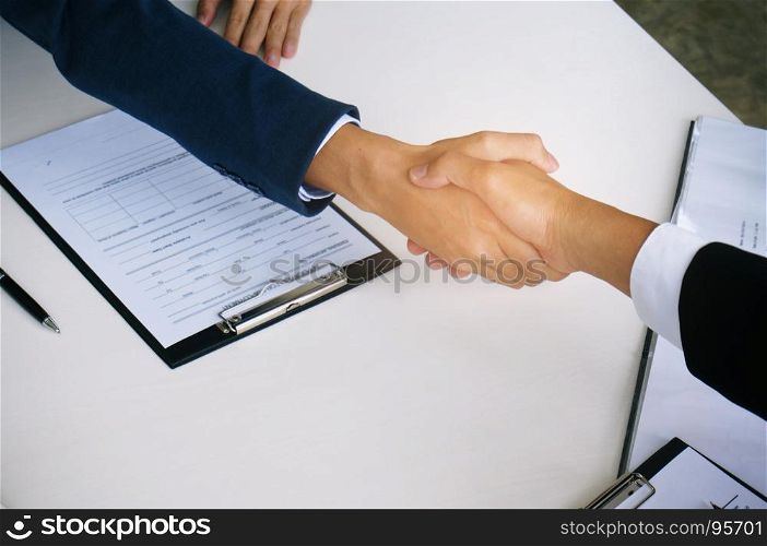 Image business mans handshake. Business partnership meeting concept.