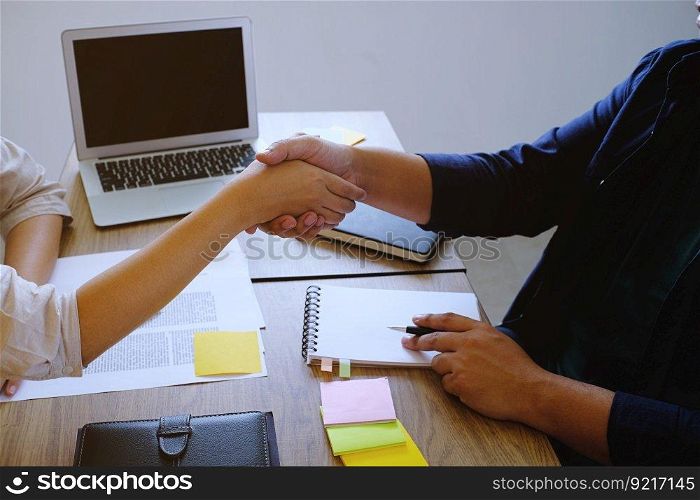 Image business mans handshake. Business partnership meeting successful concept
