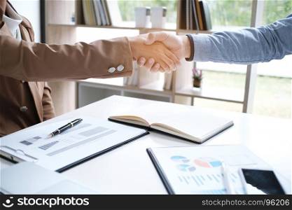 Image business mans handshake. Business partnership meeting successful concept