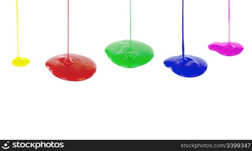 Image flowing vibrant paints. Isolated on white background