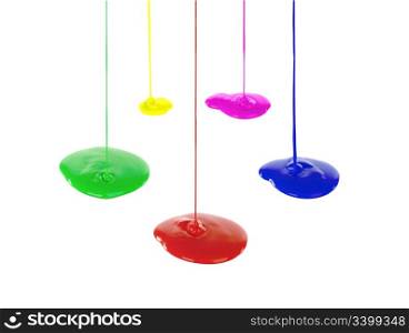 Image flowing vibrant paints. Isolated on white background