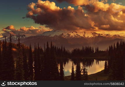 Image lake and Glacier Peak in Washington, USA