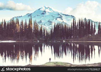 Image lake and Glacier Peak in Washington, USA