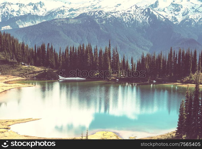 Image lake and Glacier Peak in Washington, USA