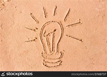 image of a burning bulb in the wet sand