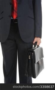 Image of a businessman holding a briefcase. Isolated on white background
