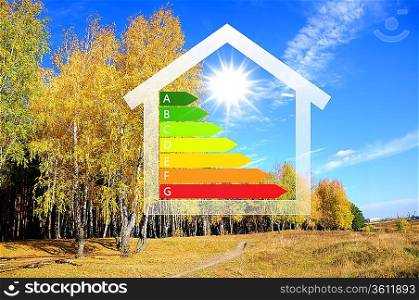 Image of a colourful house against nature background