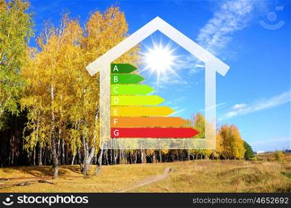 Image of a colourful house against nature background
