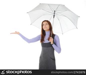 Image of a girl with umbrella. Isolated on white background