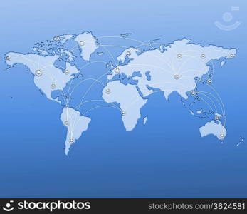 Image of a light blue world map