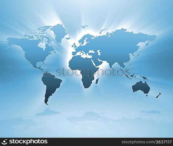 Image of a light blue world map