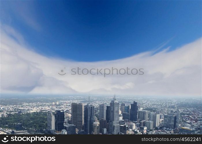 image of a modern city. City skyline illustration/ modern city under blue sky