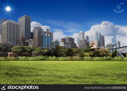 image of a modern city. City skyline illustration/ modern city under blue sky