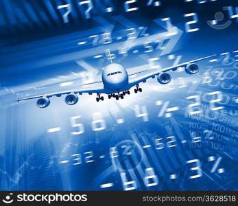 Image of a plane against business background