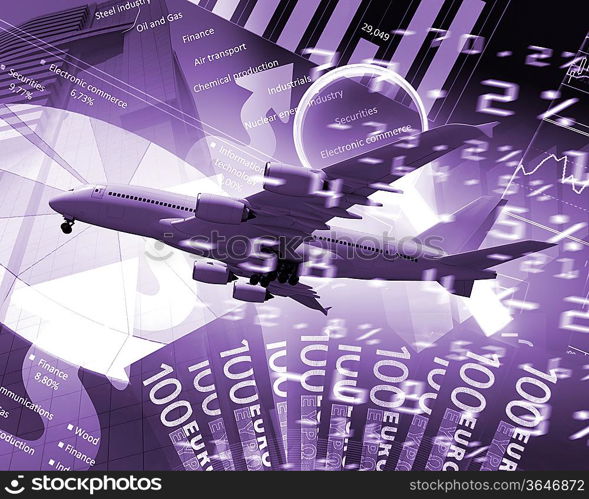 Image of a plane against business background