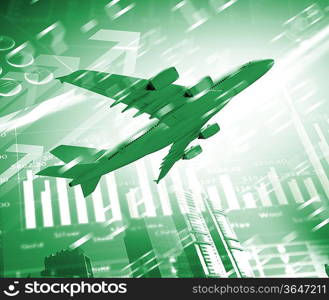 Image of a plane against business background