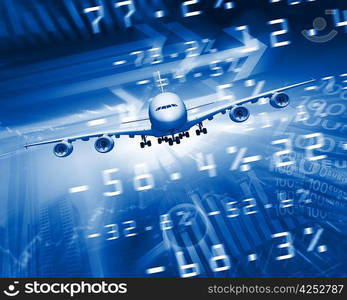 Image of a plane against business background