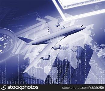 Image of a plane against business background