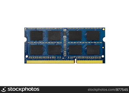 Image of a ram memory on a white background. Equipment and computer hardware.