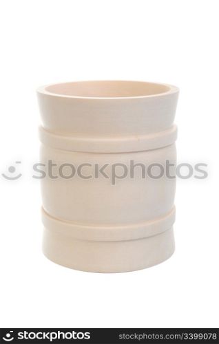 Image of a wooden beer mug. Isolated on white background