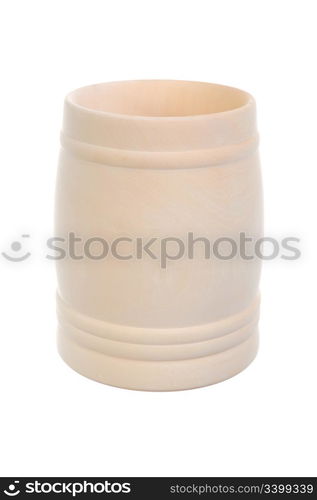 Image of a wooden beer mug. Isolated on white background