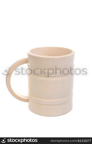 Image of a wooden beer mug. Isolated on white background