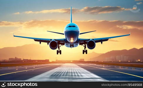 Image of an Airplane Landing in Airport Scene