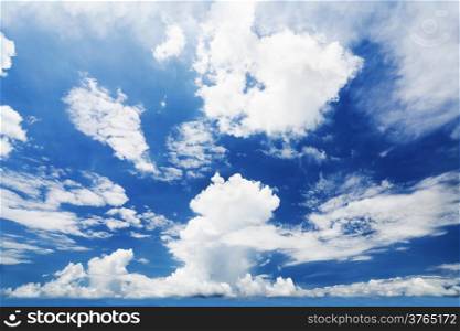 Image of beautiful blue sunny sky with clouds
