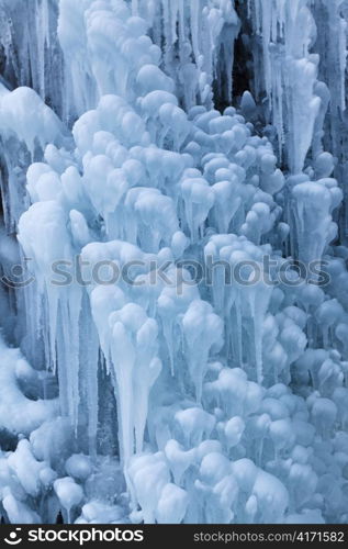 Image of beautiful icicles from frozen waterfall