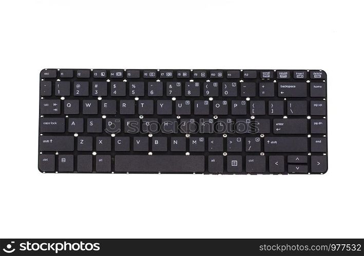 Image of black Computer keyboard isolated on white background.