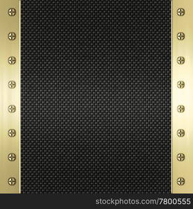 image of carbon fibre inlaid in gold metal frame