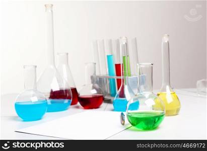 Image of chemistry laboratory equipment and glass tubes