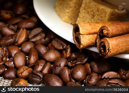 Image of coffee beans and white cup