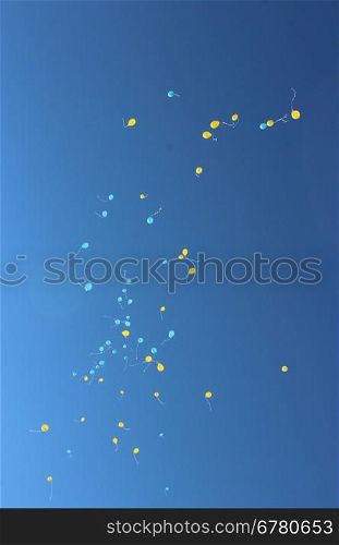 image of color balloons flying away to the sky