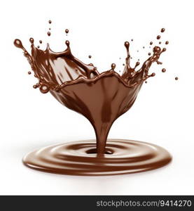 Image of dark Chocolate splash isolated on white background. for printing, web design, product.