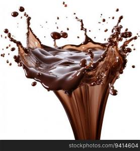 Image of dark Chocolate splash isolated on white background. for printing, web design, product.