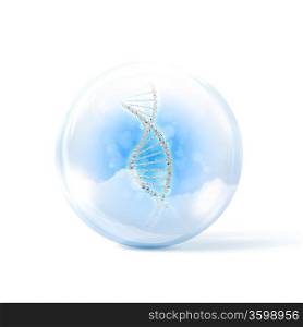 Image of DNA strand inside a glass sphere