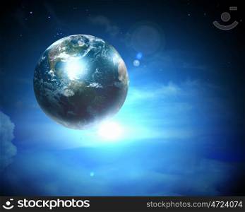 Image of earth planet in space. Image of earth planet in space against illustration background