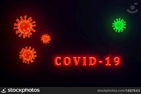 Image of Flu COVID-19 virus cell under the microscope on the blood.Coronavirus Covid-19 outbreak influenza background.Pandemic medical health risk concept with disease cell as a 3D render.. Image of Flu COVID-19 virus cell under the microscope on the blood.Coronavirus Covid-19 outbreak influenza background. 3D Rendering background.