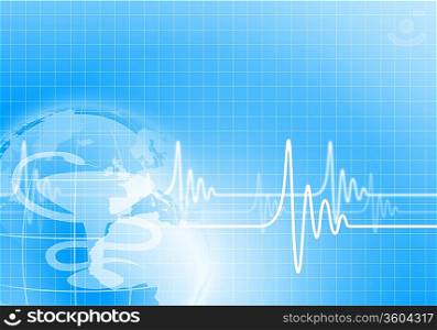 Image of heart beat against colour background